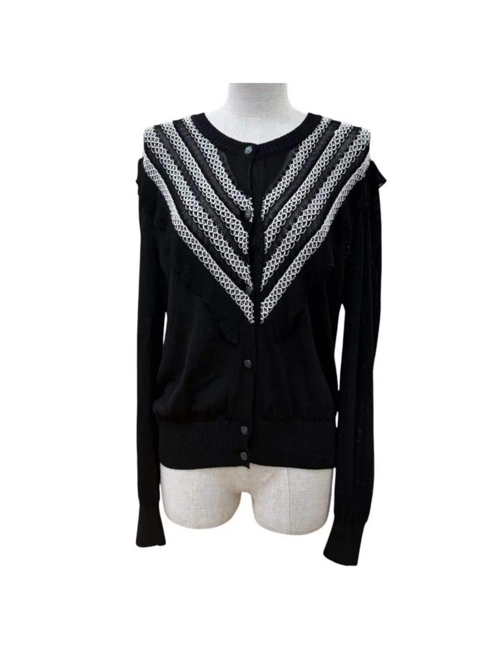 Chanel Front Cardigan Black